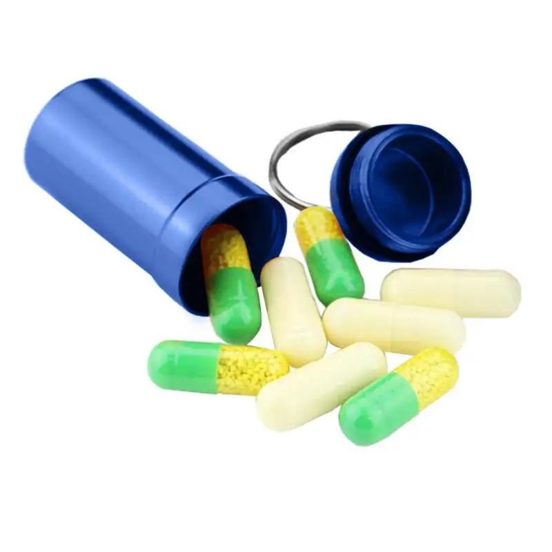 Открытый Мини Алюминиевый сплав Водонепроницаемая бутылка для хранения лекарств таблетница держатель брелок для таблетки спички