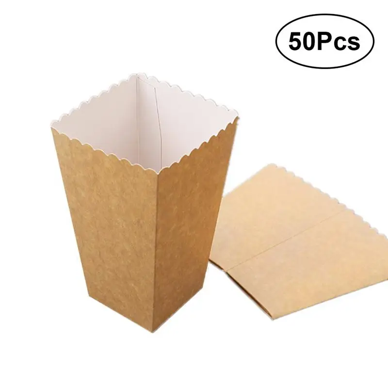 

50pcs Popcorn Box Durable Cardboard Solid Practical Multi-function Box for Candy Dry Fruit Food
