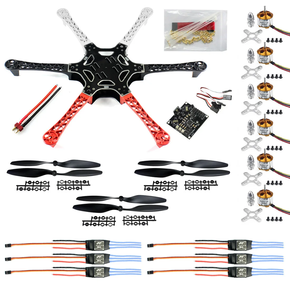 HexaCopter ARF Drone F550 Hex-Rotor FlameWheel Kit + KK 2.3 Flight Controller ESC Motor Propeller F05114-C