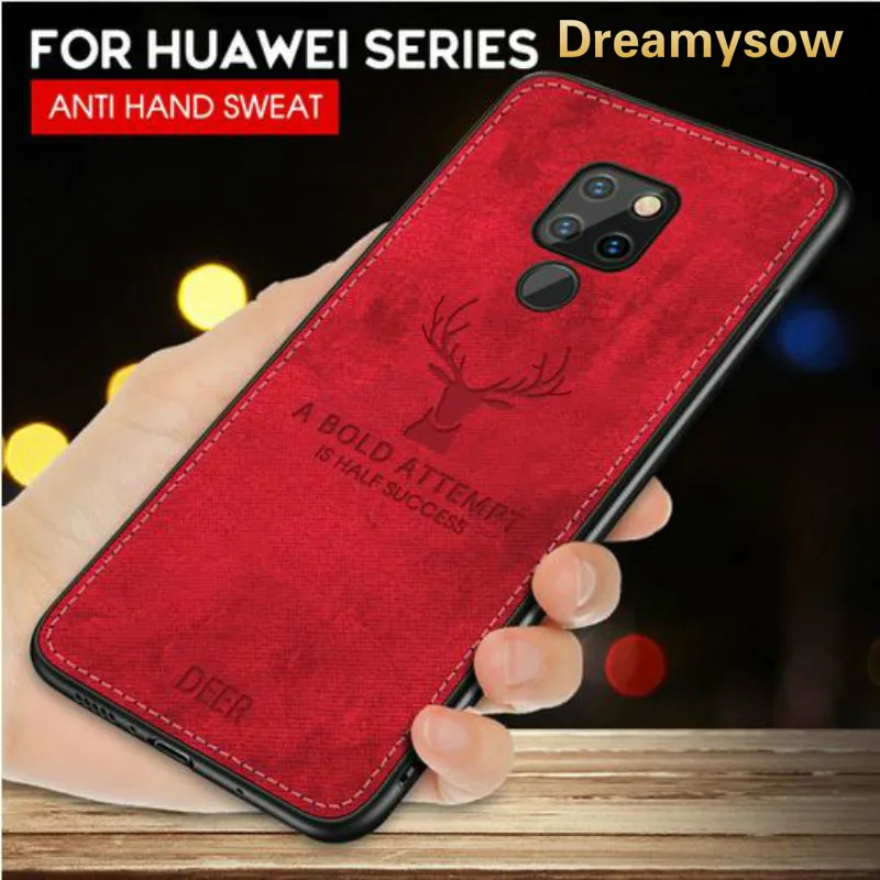 

Canvas fabric For Huawei Y6 Y7 Pro P Smart Plus 2019 P20 P30 Pro Nova 3i 4E Honor V20 8C 8X 10 9 8 lite 7C Deer Phone Cover