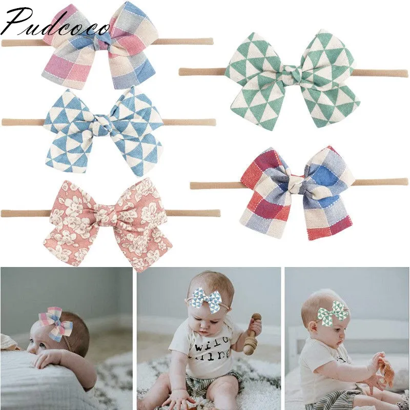 

Pudcoco 2019 Brand New 5PCS Bow Nylon Elastic Headband Newborn Baby Girls Kids Hairband Accessories