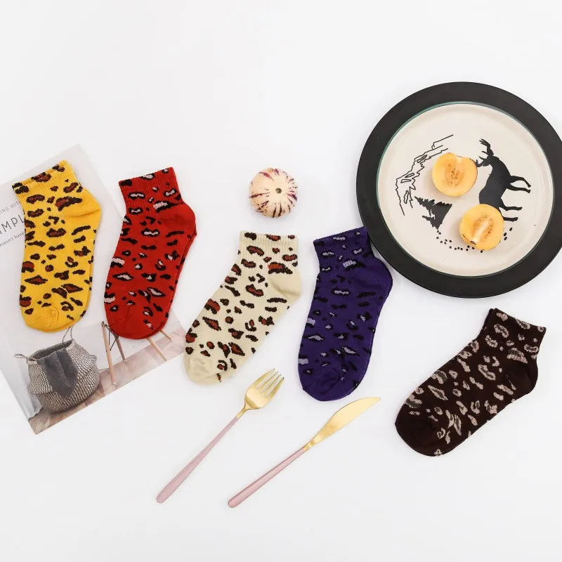 

2019 harajuku Women's Fashion low Leopard animal Print Socks Winter Warm Retro summer Sock funny Christmas Gifts For Girl