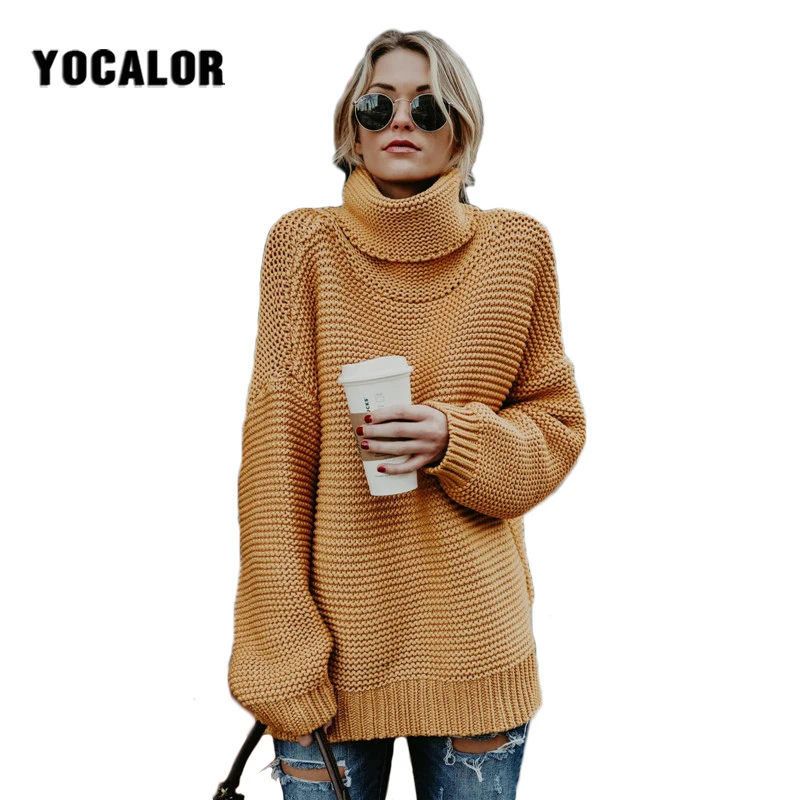 

2018 Autumn Winter Solid Color Turtleneck Best Knitted Sweater Women Jumper Pull Femme Pullover Female Jersey Tricot Oversize