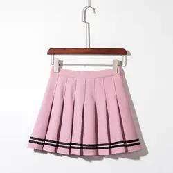 Женская Повседневная Эластичная талия полосатая трапециевидная плиссированная юбка с оборками
