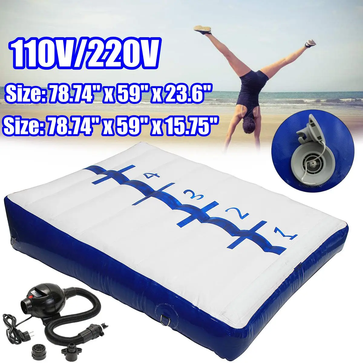 

78.7x59ft Inflatable GYM Air Track Mat Tumbling Airtrack Gymnastics Mat Home Floor Pad With Pump