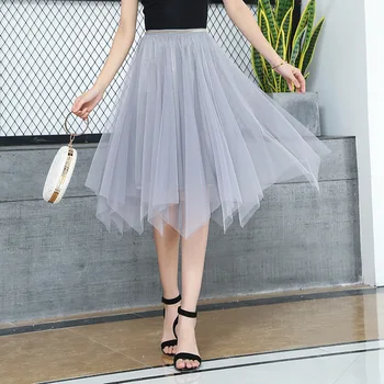 

New Pattern Short Irregular Black Yarn Half-body Skirt Phnom Summer Woman