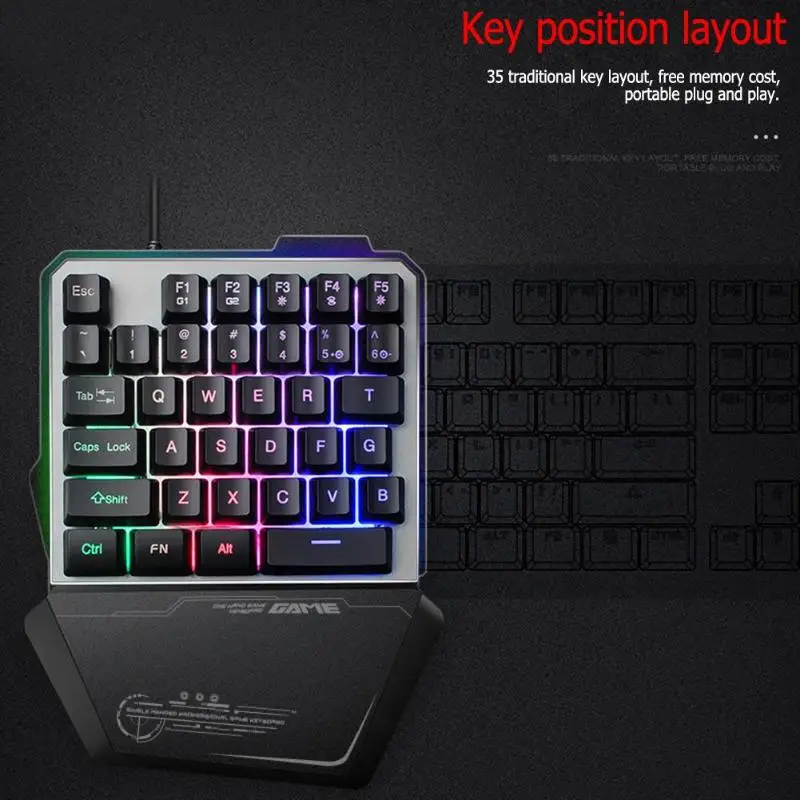  G40 One Hand USB Professional Wired 35 Keys Gaming Keypad RGB LED Backlight Keyboard for PUBG PC Co