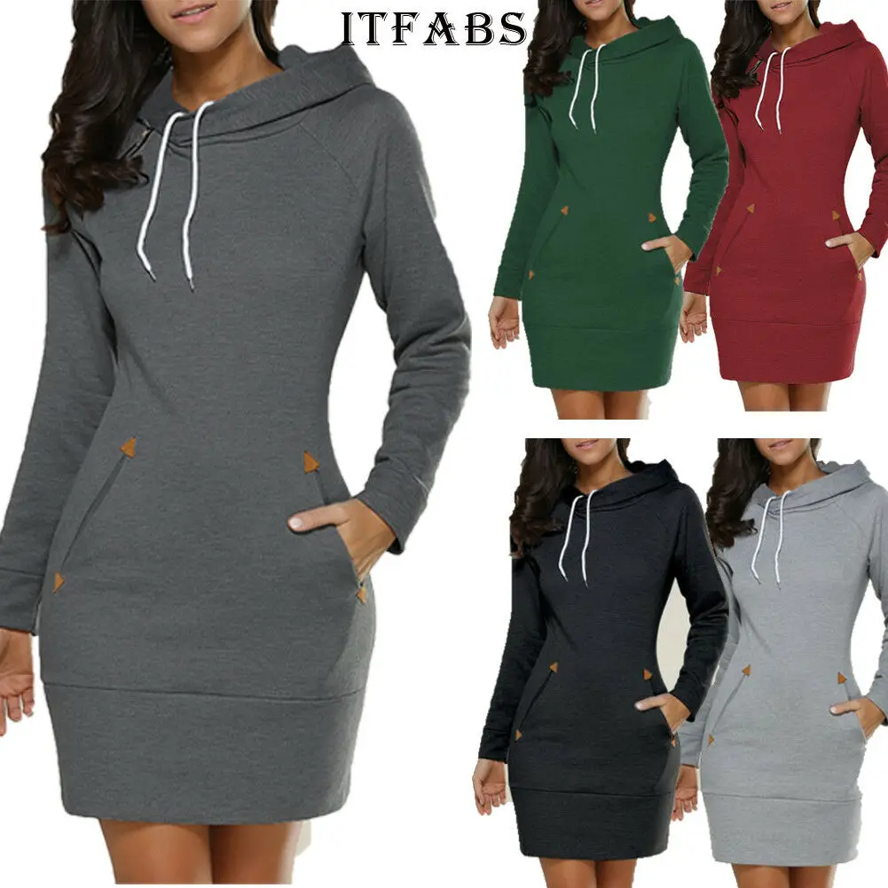 

2019 Hot Womens Spring Autumn Hooded Bodycon Sweatshirt Tops Hoodies Long Sleeve Casual Sweatshirt Long Hoody Sweat Shirt Tops