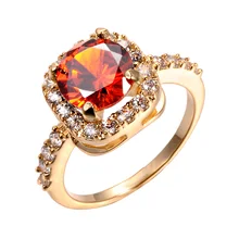 Fashion Unique Design Gold Color Big Zircon CZ Zirconia Stone Rings For Women Engagement Jewelry Gift vintage royal design gold color created emerald green and red stone pave big drop indian zirconia jewelry set for women t187