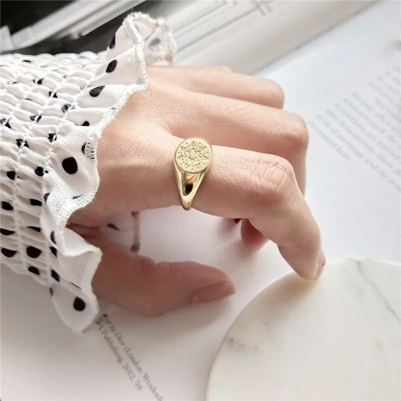 

925 Sterling Silver Openwork Wedding Rings Gothic Totem Pattern Personality Ring Charms Punk For Women Vintage Jewelry 2019