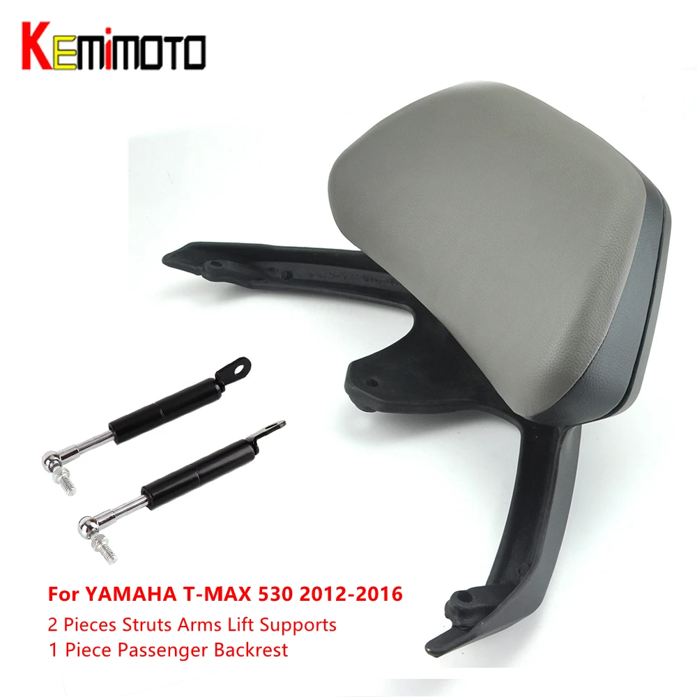 

KEMiMOTO Motorcycle Accessories Passenger Backrest and 2 Pieces Struts Arms Lift Supports For YAMAHA T-MAX TMAX 530 2012 - 2016