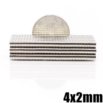 

500pcs Neodymium magnet 4x2 Rare Earth small Strong Round permanent 4*2 mm fridge Electromagnet NdFeB nickle magnetic DISC D4*2