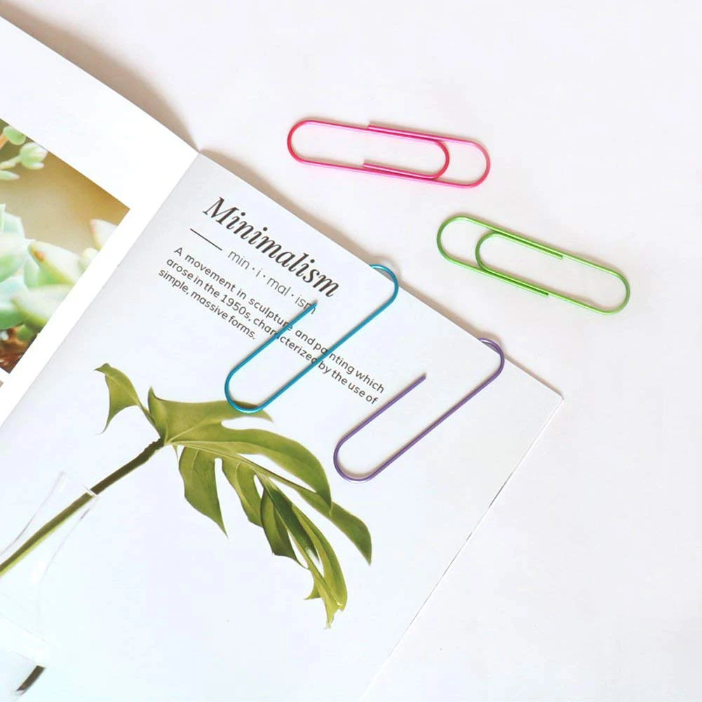 Paper Clips Vinyl Coated 30 Pack 4 Inch Assorted Color Jumbo Paper Clip Holder Multicolored Giant Big Sheet Hold paper clips