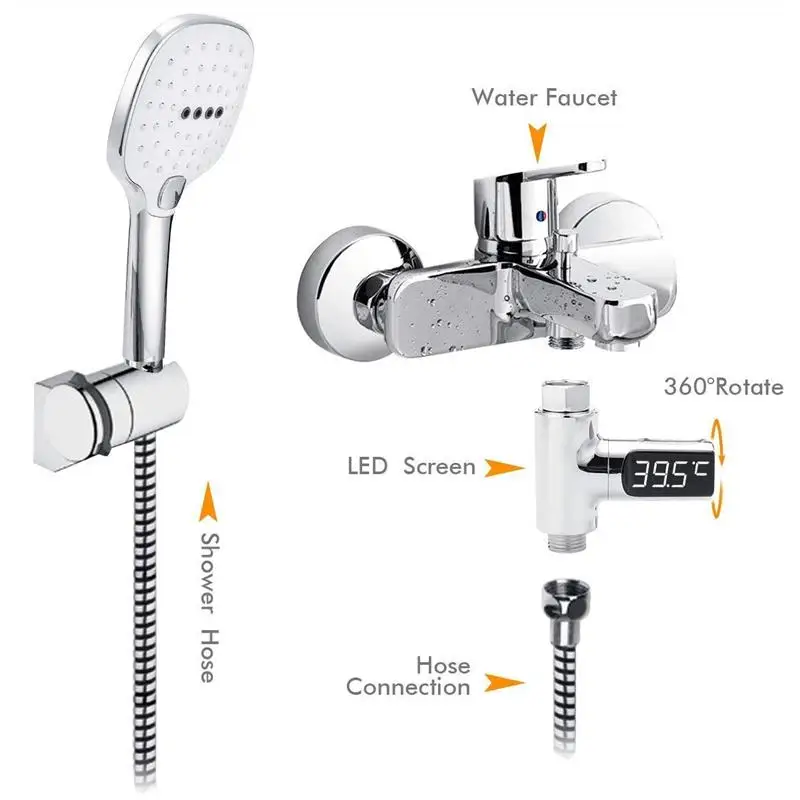 Светодиодный термометр для душа с дисплеем, светодиодный бытовой водный термометр для душа, датчик температуры воды