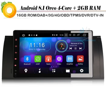 

DAB+ Quad Core Android 8.1 Autoradio Sat Nav GPS FOR BMW 5 Series E39 E53 X5 M5 WiFi 4G DVR OBD Car Radio Player Bluetooth WiFi