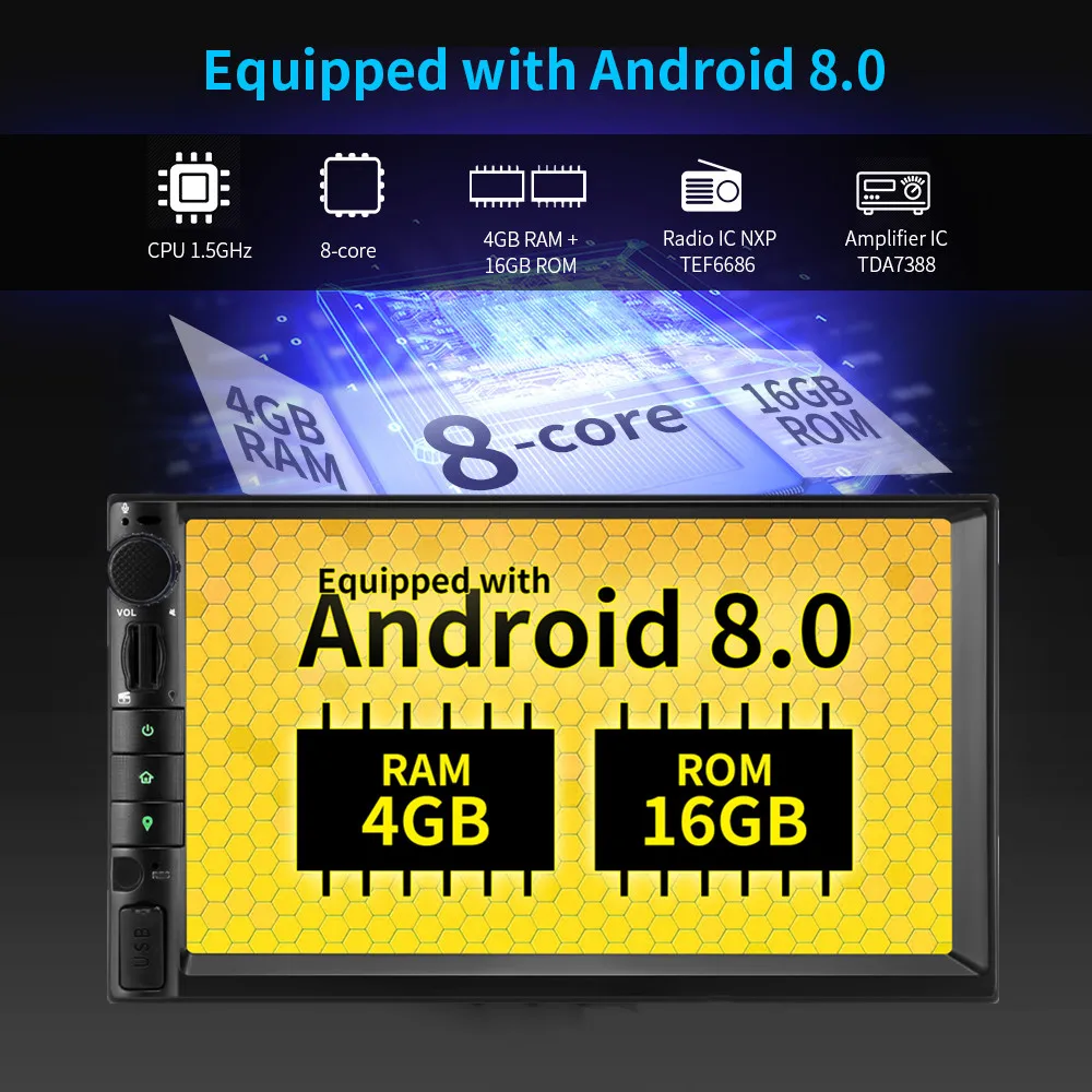 WH7109 7 дюймов 2 Din Android 8 0 DVD плеер автомобиля Восьмиядерный головное устройство