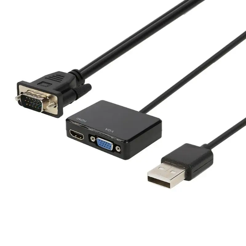 Кабель переходник ALLOYSEED VGA папа HDMI мама с аудиовыходом 1080P адаптер Шнур для ПК