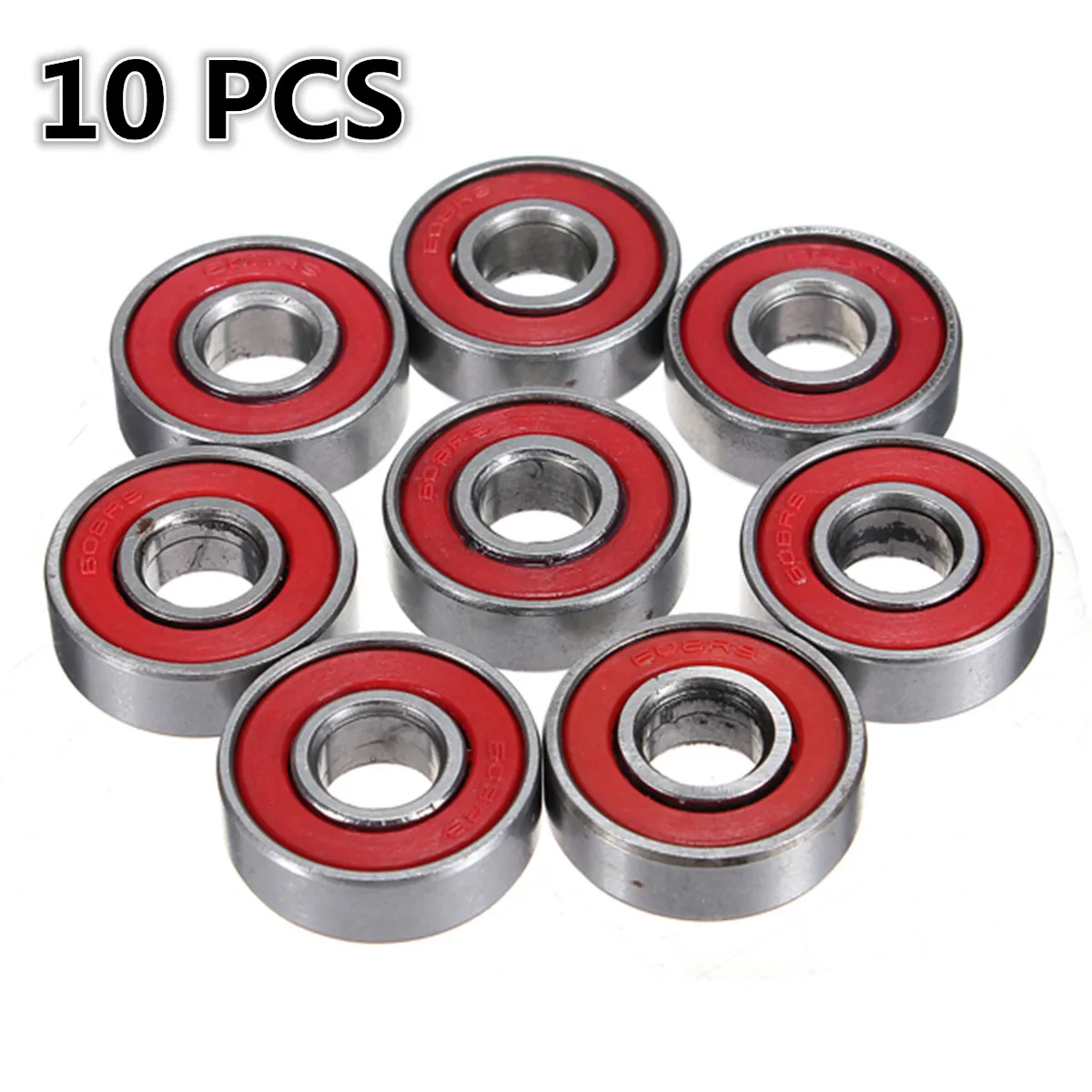 10x ABEC-5 608 2RS مضمنة الأسطوانة تزلج عجلة تحمل مكافحة الصدأ عجلة لوح تزلج تحمل الأحمر مختومة 2.1x2.1x0.7 cm رمح