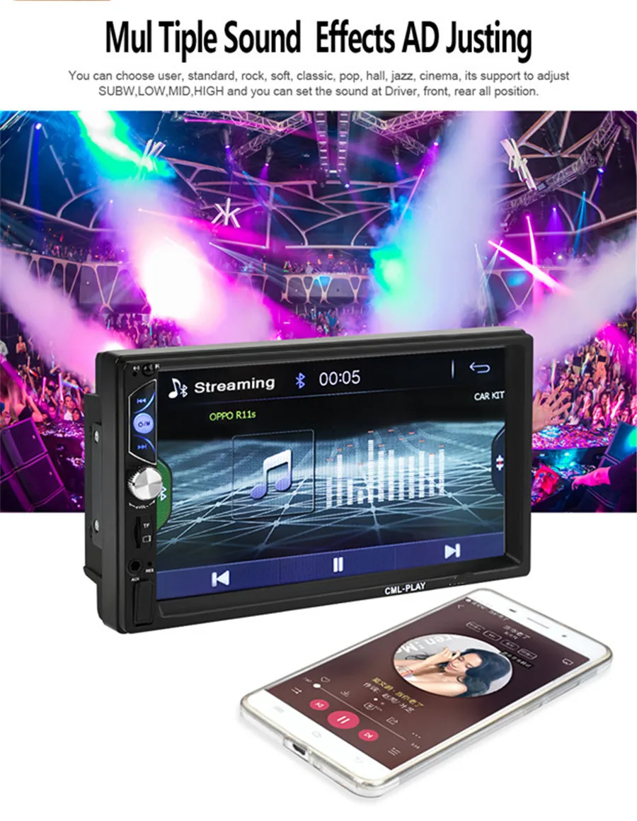 Автомагнитола 2 DIN 7 дюймов MP5 плеер BLUETOOTH свободные руки FM/TF/USB мультимедийный