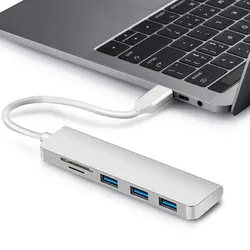 5 в 1 Тип-C концентратора Alu mi niu сплав USB-C адаптер USB 3,0 Порты и разъёмы SD/TF Card Reader для Xiaomi mi Тетрадь Air 12,5 13,3 "чехол для ноутбука