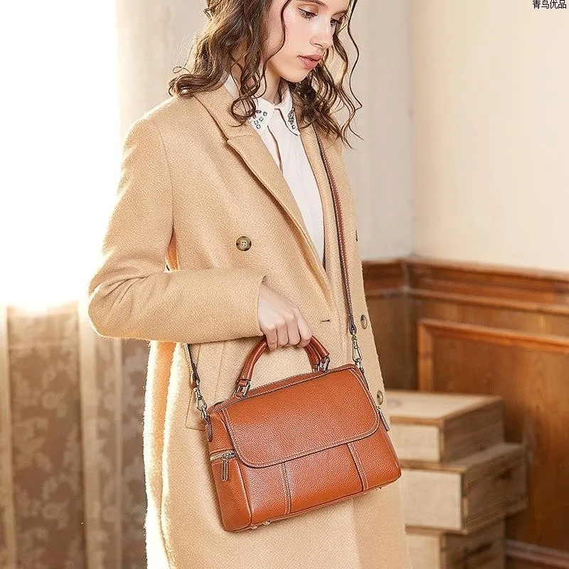 

2019 Women Tote Bag 100% Genuine Leather Vintage Boston Luxury Handbags Women Messenger Bags Designer Shoulder Bag Female