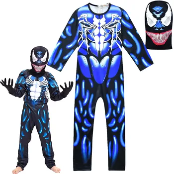 

New Arrival Child Black Spiderman Boys Muscle Venom Movie Character Cosplay Superhero Halloween Carnival Fancy Dress Costume