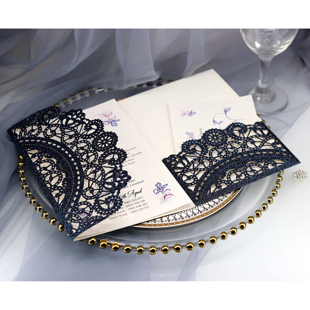  10pcs Laser Cut Wedding Invitations Cards Set Greeting Business Invitations Cards Party Decor 3 Col - 32998323493
