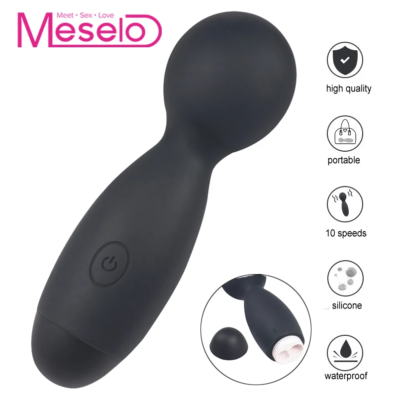 Meselo 10 Frequency Mini Magic Wand Vibrator Sex Toys For Woman Masturbator font b Dildo b