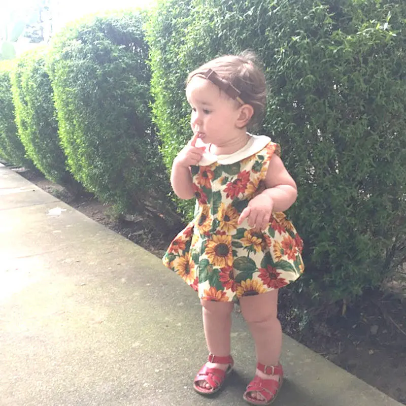 

Fashion Newborn Infant Baby Girl Clothes Sunflower Baby Romper Jumpsuit Outfits Summer Clothes