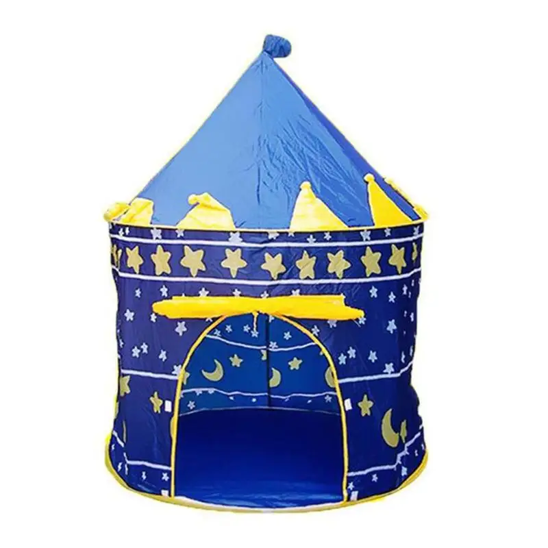 

Kids Play Tent Portable Folding Blue Play Tent Children Kids Castle Cubby Play House with Zippered Storage Bag