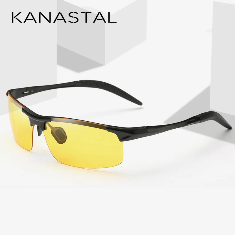 

Men Night Vision Glasses Driving/Sports Yellow Sunglasses Polarized Anti-Glare Lens Aluminum Magnesium Frame Goggles UV400