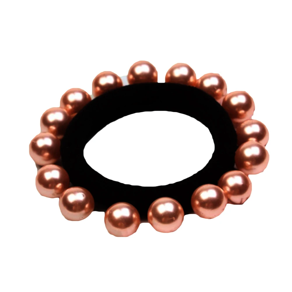 1 pc Women Casual Pearl Hairband Ponytail Holder Elastic Hair Tie Band Rope Solid Color Hair Ring Accessories