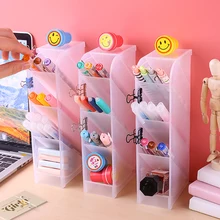 

Simple Style Transparent Pen Holder Oblique Insert Pencil Box Plastic Frosted Storage Box Stationery Office Storage Supplies