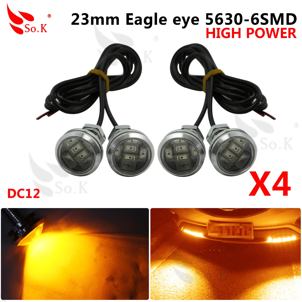 

4pcs 23mm LED Eagle Eye 5630 6 SMD Bulb Daytime Running Lights Waterproof DRL Auto Car Warning Park Brake Fog Lamp Light DC 12V