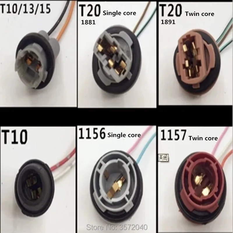 All Lamp Fitting Sockets T5 T10 Hb3 Hb4 H7 H8 H11 7440 7443 Socket Cable