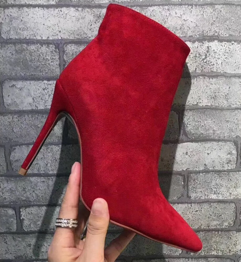 

Customized Winter Suede Boots Women High Heel Zipper Ankle Boots