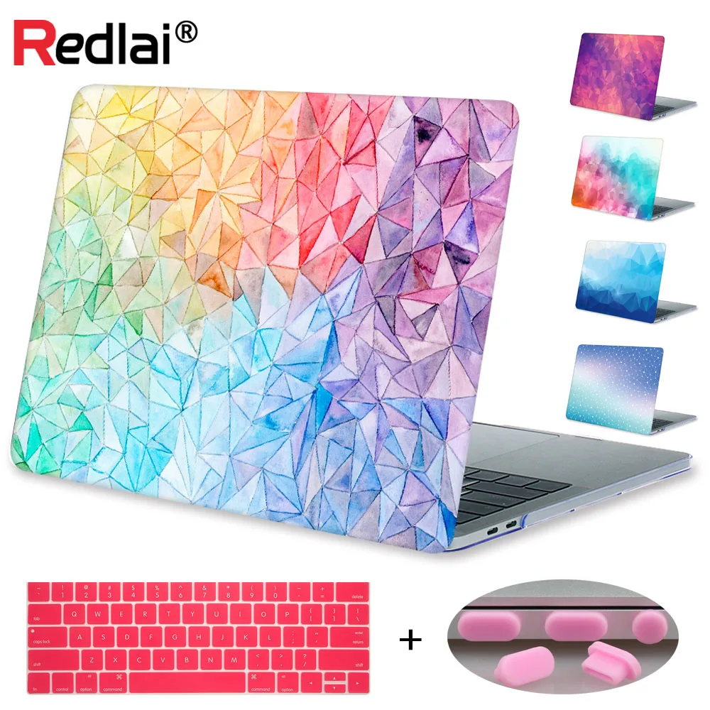 Чехол Redlai для Macbook Air Pro retina 13 15 &quotс геометрическим принтом пластиковый жесткий