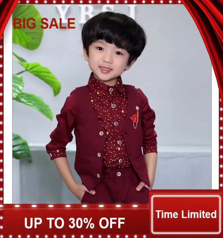 

Children Hemp Vest Suits for Boys Brand England Style Kids Summer Weddings Suits