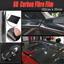 152*20 см автомобильный Стайлинг глянцевый черный 6D карбоновое волокно автомобиля пленка DIY автомобиля стикер