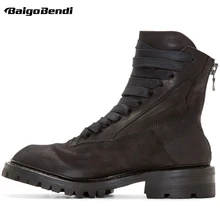 Ботинки в стиле ретро мужские теплые зимние ботинки из кожи с натуральным лицевым покрытием на меху Мужская зимняя повседневная обувь из плюша ботинки на шнуровке для мальчиков американские размеры 6-10