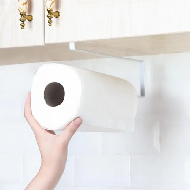 Cheap Iron Kitchen Tissue Holder Hanging Bathroom Toilet Roll Paper Holder Towel Rack Towel Shelf Kitchen Cabinet Door Hook Holder