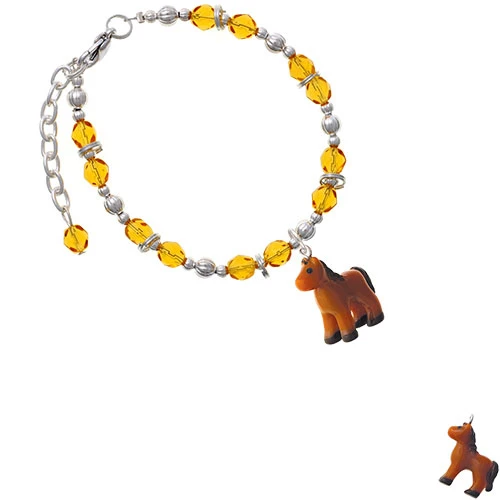 Resin Brown Pony Yellow Beaded Bracelet |