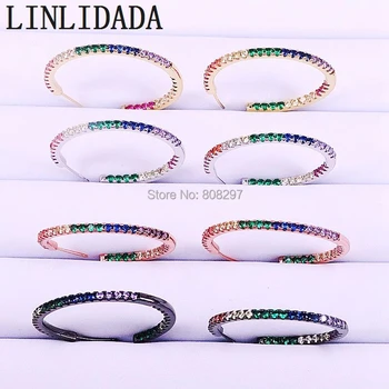 

4Pair Micro Pave Colorful Cubic Zirconia CZ Circle Stud Earrings for Wedding Party Jewelry