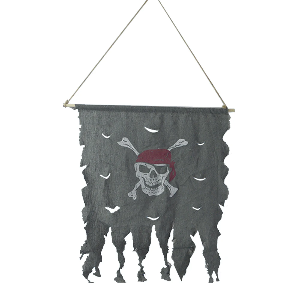 

1 Set Pirate Pattern Flag Vintage Fabric Pirate Flag Banner with Hanging Rope for Pirate Party Bar Interior Garden Decorations