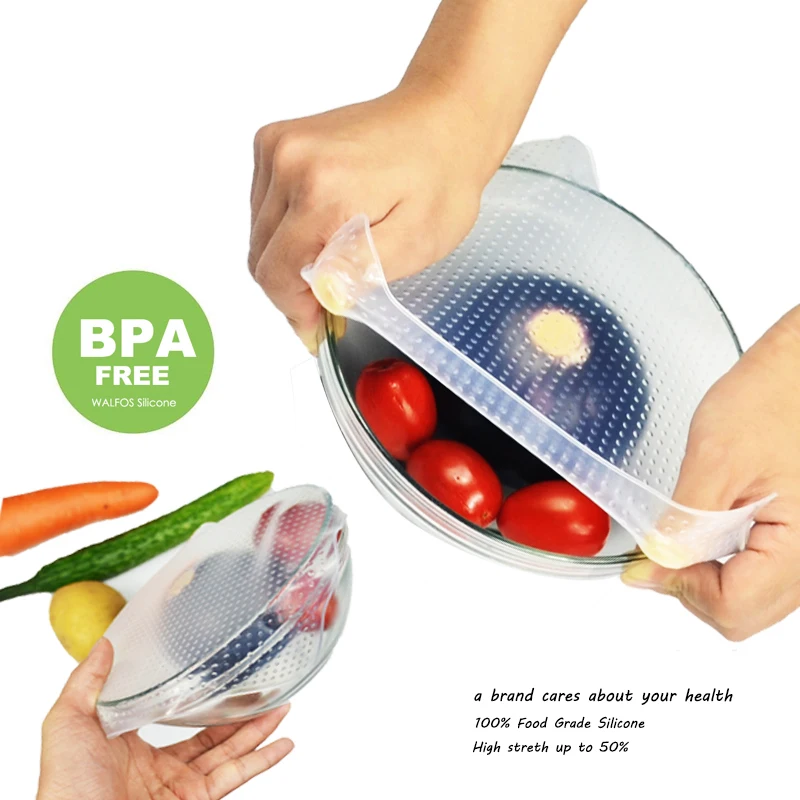 

food grade Keeping Food Fresh Wrap Reusable high stretch Silicone Food Wraps Seal Vacuum Cover Stretch Lid