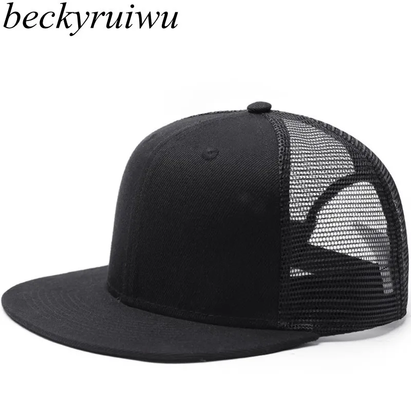 Beckyruiwu, Весенняя и летняя Солнцезащитная шляпа с плоским козырьком, простая бейсболка для взрослых, мужская и женская бейсболка в сеточку