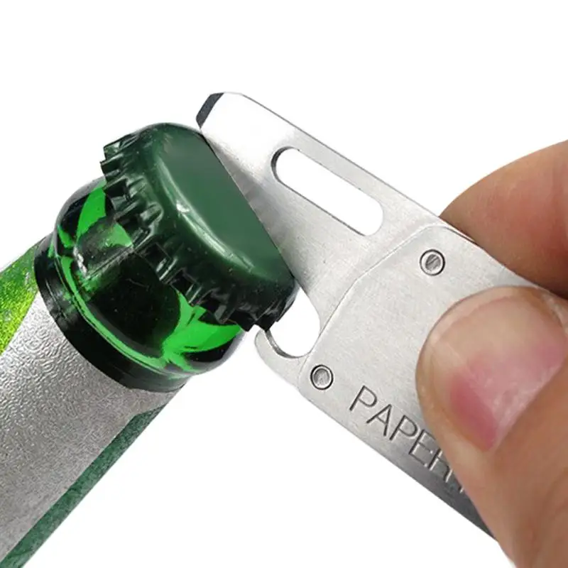 

EDC Paper Knife with 2pcs Razor Blade Flat Head Screwdriver Bottle Opener Multifunctional Outdoor Tools