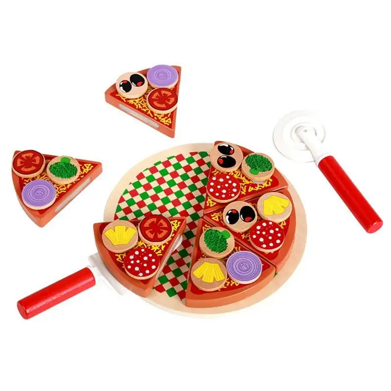 

Pizza Wooden Toys Food Cooking Simulation Tableware Children Kitchen Pretend Play Toy Fruit Vegetable With Tableware