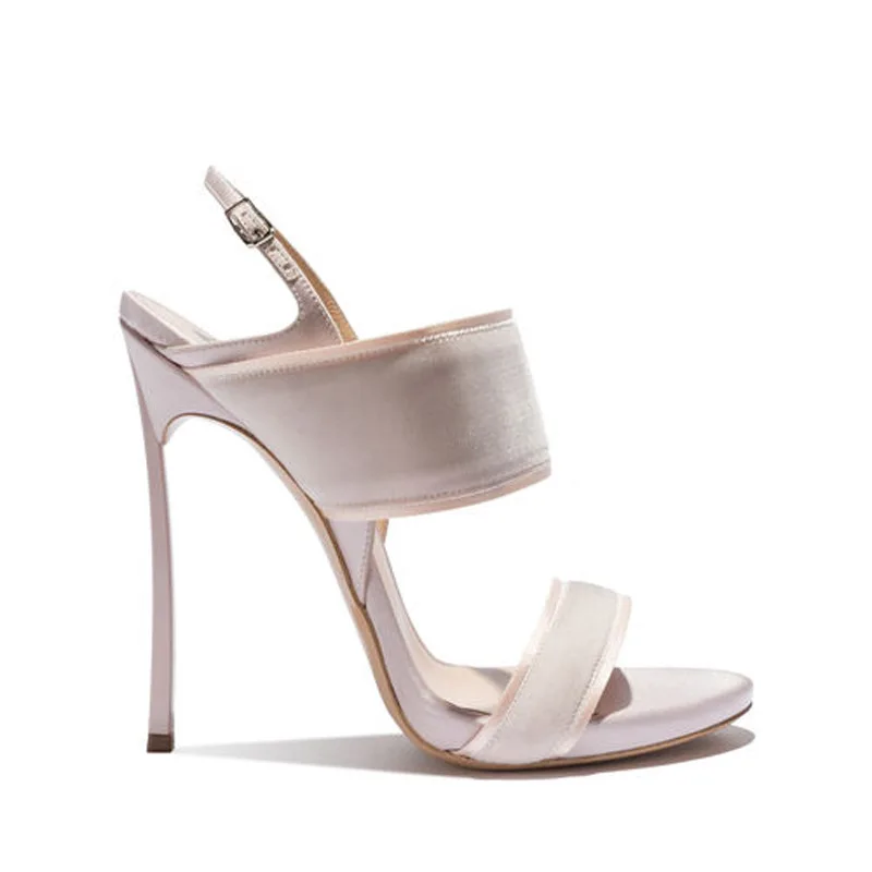 

Carole Levy New Solid Color White in Open Toe Shoes For Woman with Super High Heels Ankle Buckle Strap For Casual