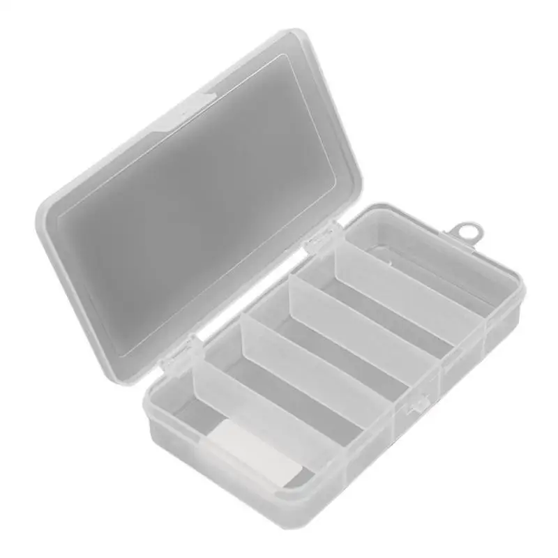 

5 Compartments Storage Case Box Transparent Fishing Lure Fishhook Box Spoon Hook Bait Tackle Box 15cmx9cmx3cm